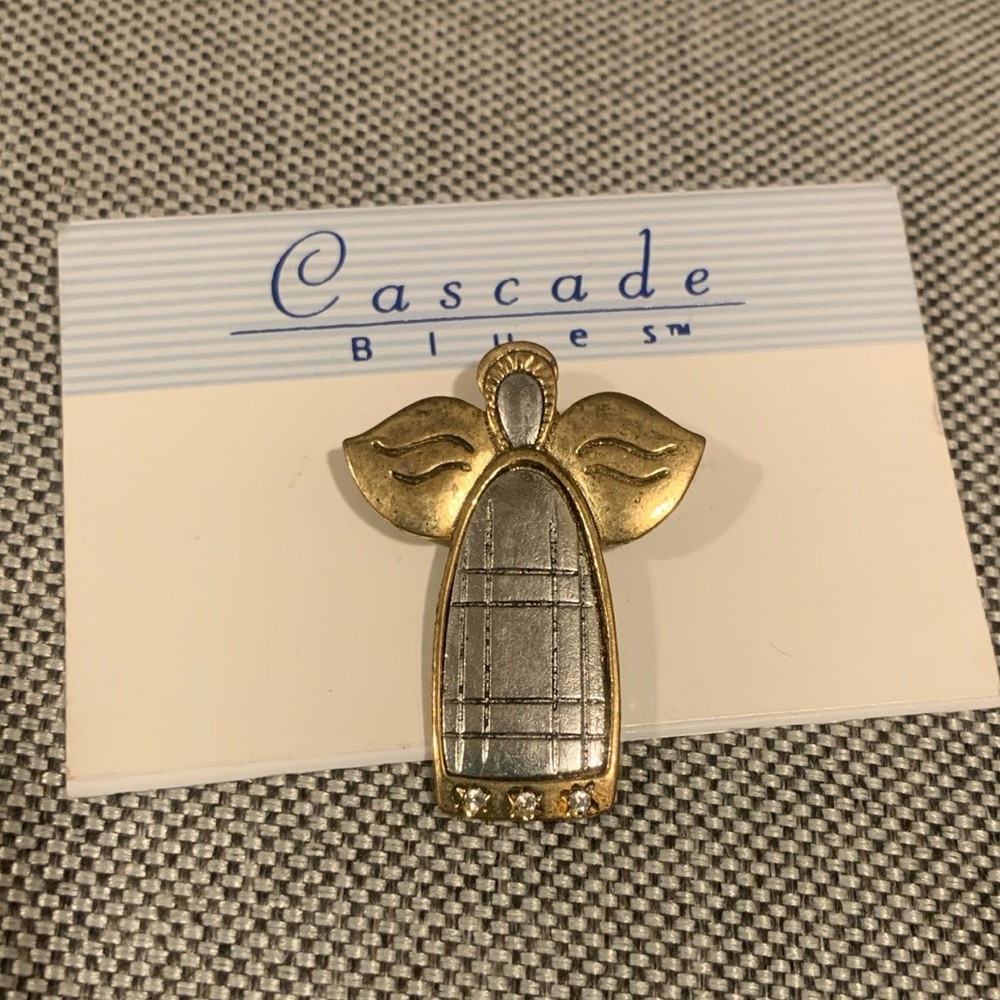 NEW Cascade Blues Two Tone Angel Pin w/Rhinestone Accents